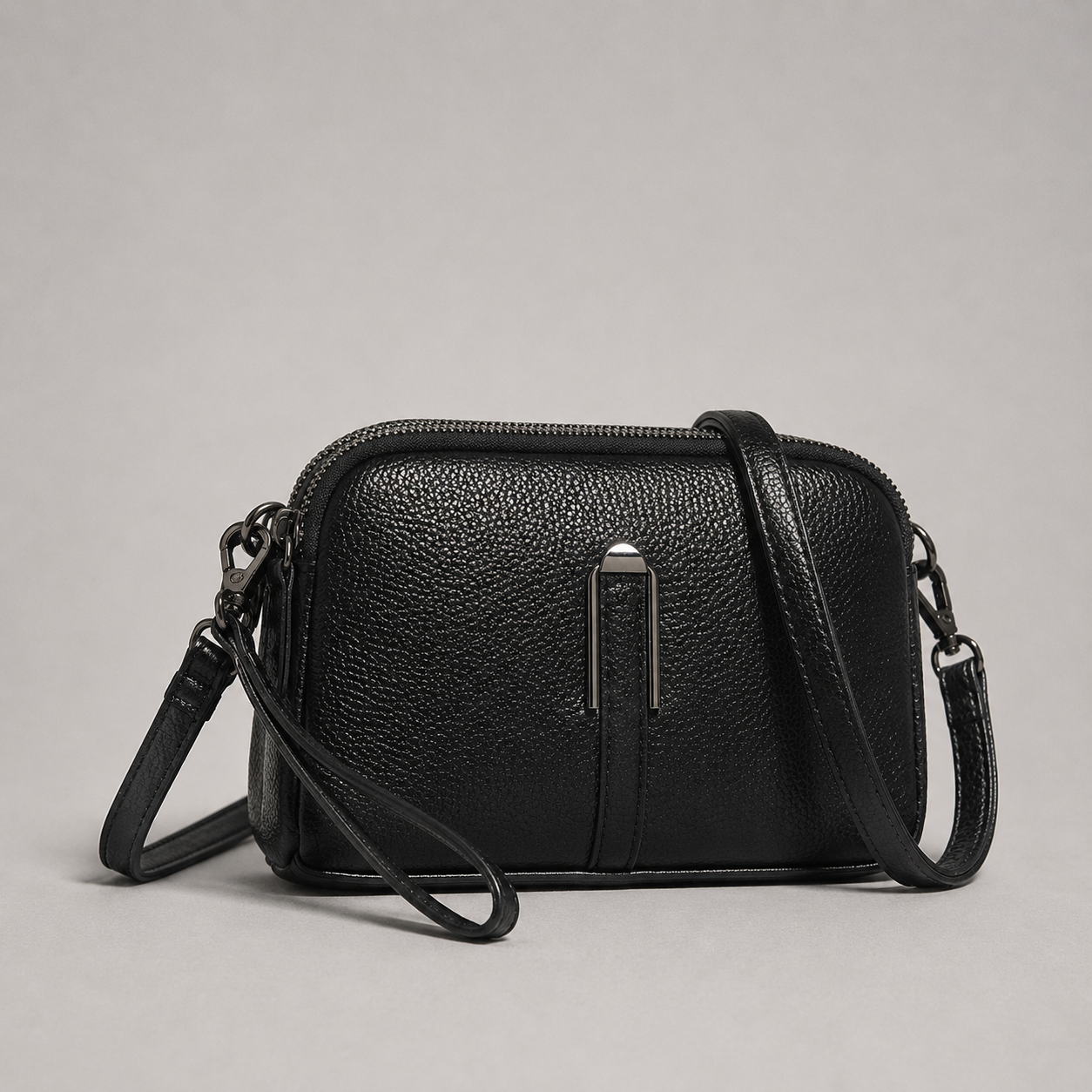 Brooke | Pebbled Crossbody Bag Double Zip Wristlet Strap – Maison
